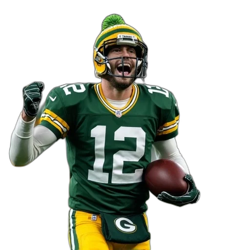 football, player, green, jersey, number, celebrating, field, wearing transparent PNG cut-out