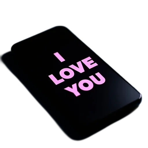 jewelry, 3d render, smartphone, black, screen, displaying, text, love transparent PNG cut-out