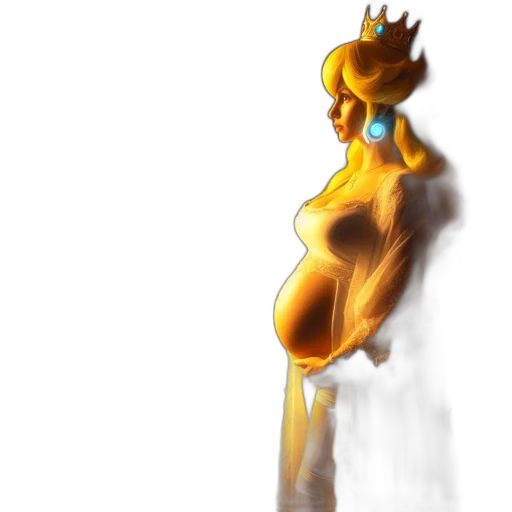 crown, dress, robot, staff, concept art, 3d render, fantasy art, watercolor transparent PNG cut-out