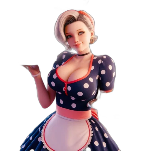 dress, 3d render, concept art, cartoon, photorealistic, retro-styled, female, character transparent PNG cut-out