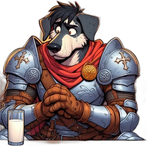 food, comic book art, concept art, fantasy art, cartoon, anthropomorphic, dog, ornate transparent PNG cut-out