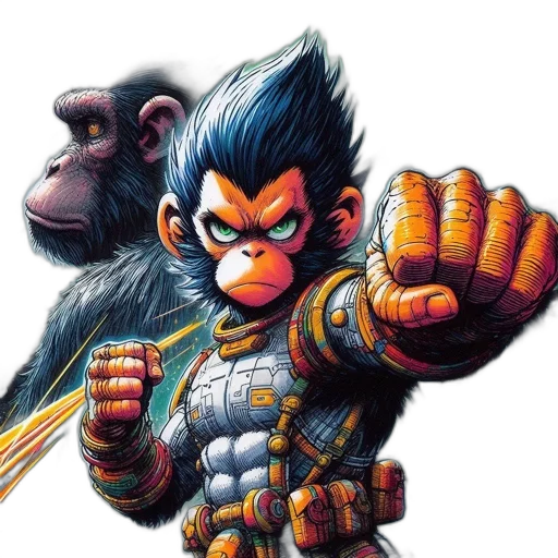 concept art, comic book art, pixel art, fantasy art, anthropomorphic, chimps, armor, suits transparent PNG cut-out