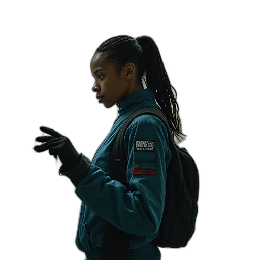 jacket, staff, robot, cyberpunk transparent PNG cut-out