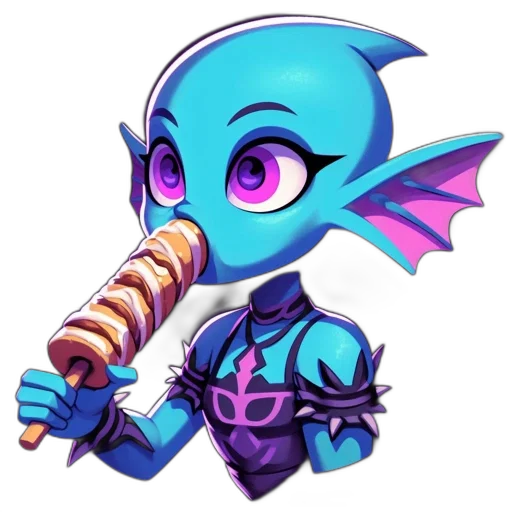 staff, dragon, fantasy art, pixel art, concept art, vaporwave, blue, pastel transparent PNG cut-out