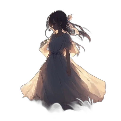 dress, crown, hair, creature, concept art, watercolor, anime, fantasy art transparent PNG cut-out