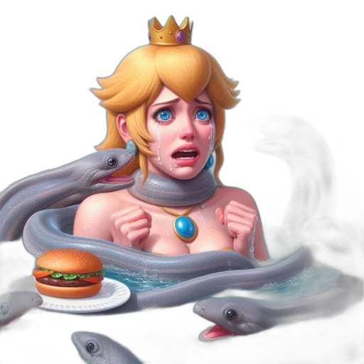 food, crown, dress, concept art, pixel art, fantasy art, vaporwave, underwater transparent PNG cut-out