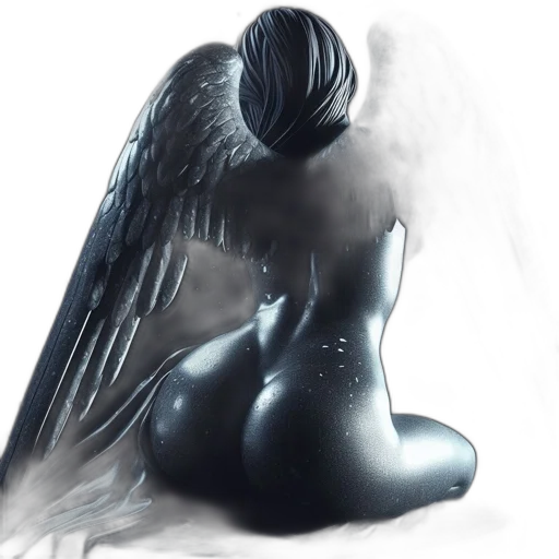 fantasy art, concept art, photorealistic, 3d render, dark, ethereal, winged, figure transparent PNG cut-out