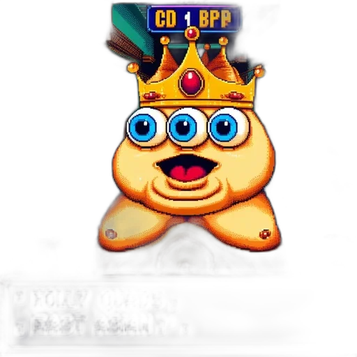 crown, staff, creature, concept art, 3d render, pixel art, fantasy art, screenshot transparent PNG cut-out