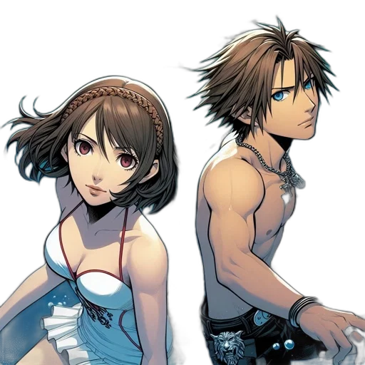 concept art, anime, comic book art, pixel art, blue, monochrome, two, animated transparent PNG cut-out