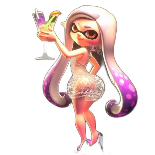 dress, staff, weapon, concept art, vaporwave, cartoon, pixel art, pastel transparent PNG cut-out