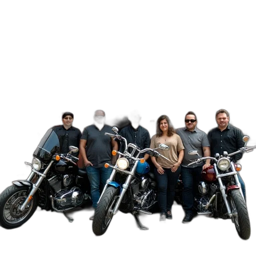 group, posing, their, motorcycles transparent PNG cut-out