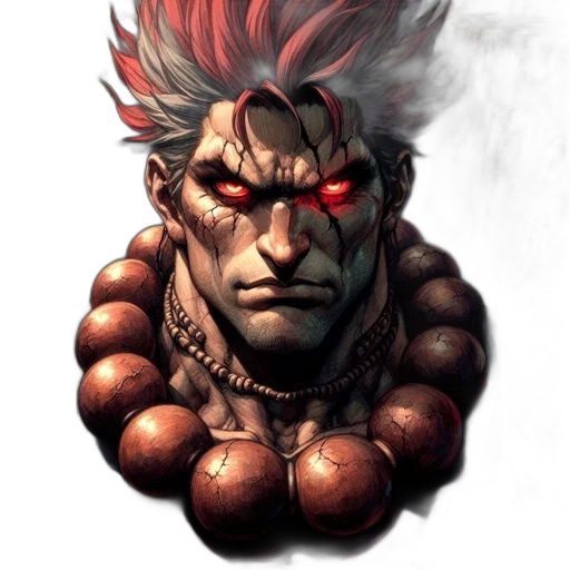 face, concept art, comic book art, fantasy art, photorealistic, red, character, spiky transparent PNG cut-out