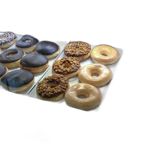 food, jewelry, 3d render, display, case, various, donuts, including transparent PNG cut-out