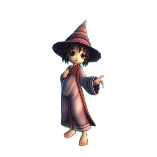 staff, hat, dress, weapon, pixel art, concept art, fantasy art, 3d render transparent PNG cut-out