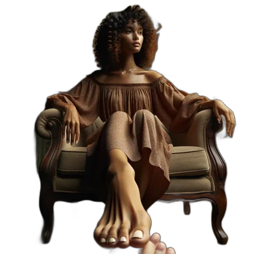 furniture, dress, shoes, 3d render, photorealistic, concept art, fantasy art, woman transparent PNG cut-out