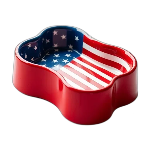 furniture, hat, red, american, flag-shaped, dog, bowl, glossy transparent PNG cut-out
