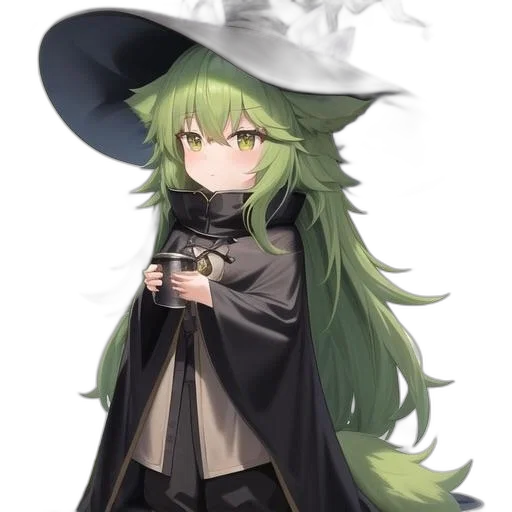 hat, staff, weapon, dress, anime, pixel art, concept art, fantasy art transparent PNG cut-out