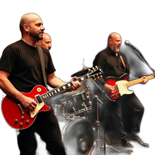 photorealistic, 3d render, concept art, group, musicians, performing, stage, man transparent PNG cut-out