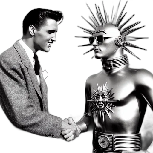 robot, jewelry, mask, jacket, vaporwave, cyberpunk, concept art, outer space transparent PNG cut-out