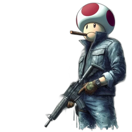 weapon, jacket, staff, concept art, pixel art, 3d render, fantasy art, toad transparent PNG cut-out