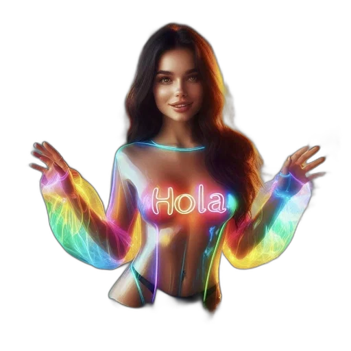 jacket, dress, jewelry, pixel art, fantasy art, vaporwave, photorealistic, neon lights transparent PNG cut-out