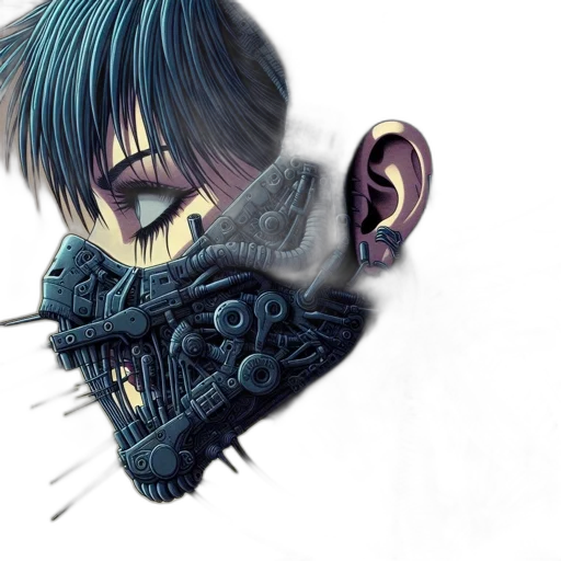 mask, face, cyberpunk, concept art, fantasy art, photorealistic, dark, character transparent PNG cut-out