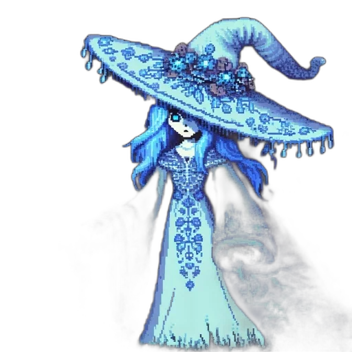 hat, staff, dress, dragon, fantasy art, concept art, pixel art, 3d render transparent PNG cut-out