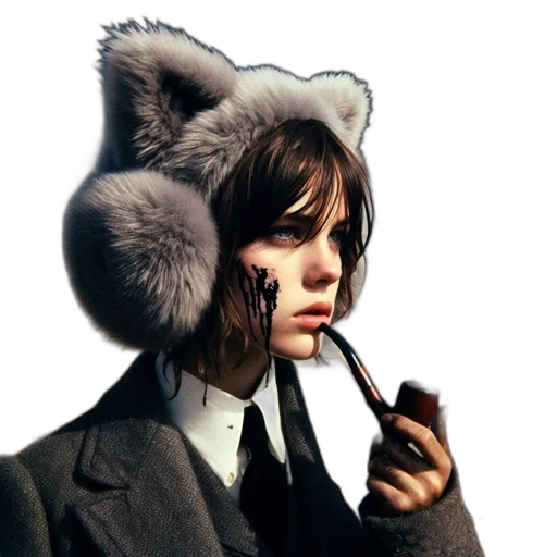 hat, jacket, mask, animal, photorealistic, concept art, fantasy art, cyberpunk transparent PNG cut-out