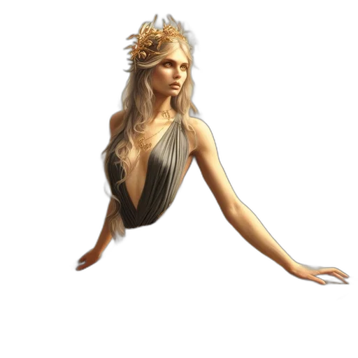 dress, staff, jewelry, hair, concept art, fantasy art, 3d render, pixel art transparent PNG cut-out