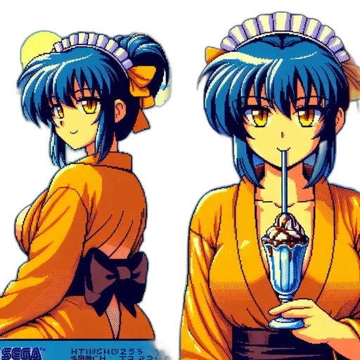 staff, anime, vaporwave, concept art, pixel art, blue, colorful, animated transparent PNG cut-out