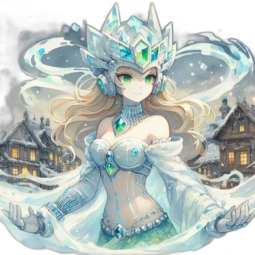 crown, staff, dress, dragon, fantasy art, concept art, pixel art, anime transparent PNG cut-out