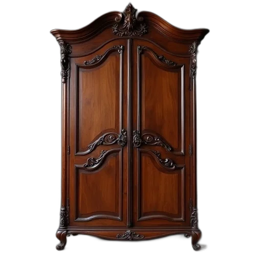 furniture, crown, staff, classic, wooden, wardrobe, dark, finish transparent PNG cut-out