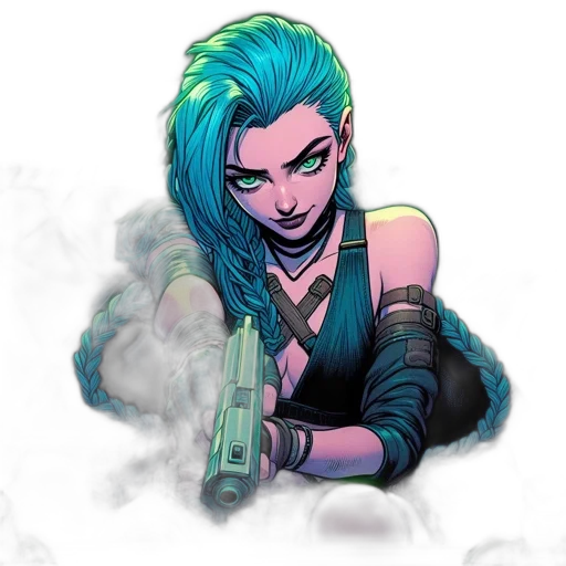 weapon, cyberpunk, comic book art, concept art, fantasy art, neon lights, green, blue transparent PNG cut-out