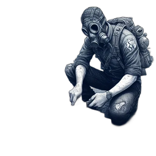 mask, jacket, face, creature, concept art, photorealistic, watercolor, comic book art transparent PNG cut-out