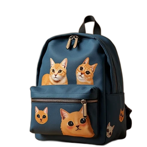 3d render, anime, photorealistic, backpack, cat, theme transparent PNG cut-out