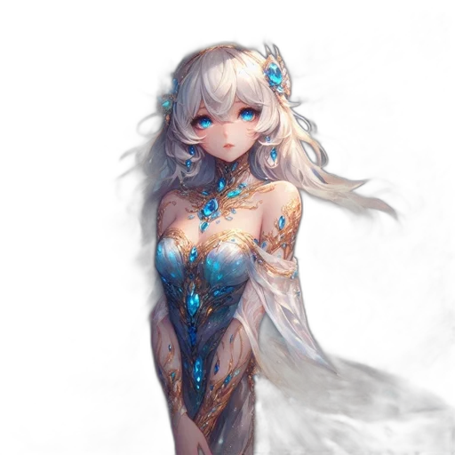 dress, dragon, robot, staff, fantasy art, concept art, pixel art, anime transparent PNG cut-out