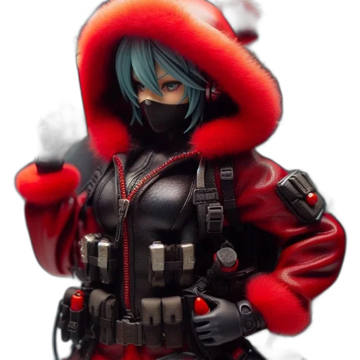 jacket, concept art, cyberpunk, 3d render, pixel art, snow, red, individual transparent PNG cut-out