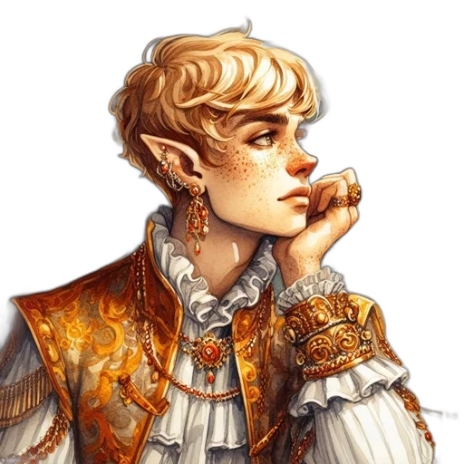 face, staff, fantasy art, concept art, photorealistic, pixel art, golden, elegant transparent PNG cut-out