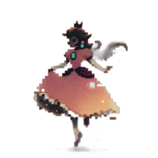 dress, robot, crown, staff, pixel art, concept art, 3d render, fantasy art transparent PNG cut-out