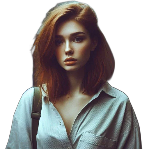 jacket, face, hair, dress, photorealistic, oil painting, fantasy art, concept art transparent PNG cut-out