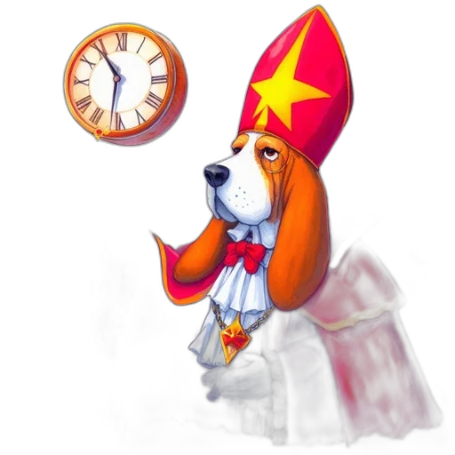 staff, concept art, 3d render, fantasy art, pixel art, anthropomorphic, dog, donning transparent PNG cut-out