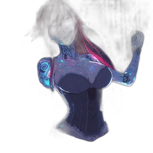 dress, robot, jacket, hair, concept art, watercolor, comic book art, fantasy art transparent PNG cut-out