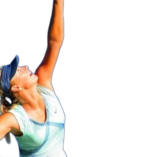 photorealistic, female, tennis, player, light, blue, outfit, serves transparent PNG cut-out