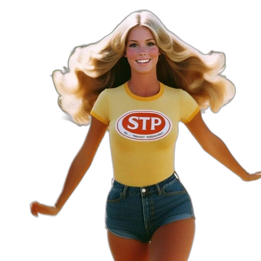 staff, woman, blonde, hair, runs, dances, yellow, stp transparent PNG cut-out