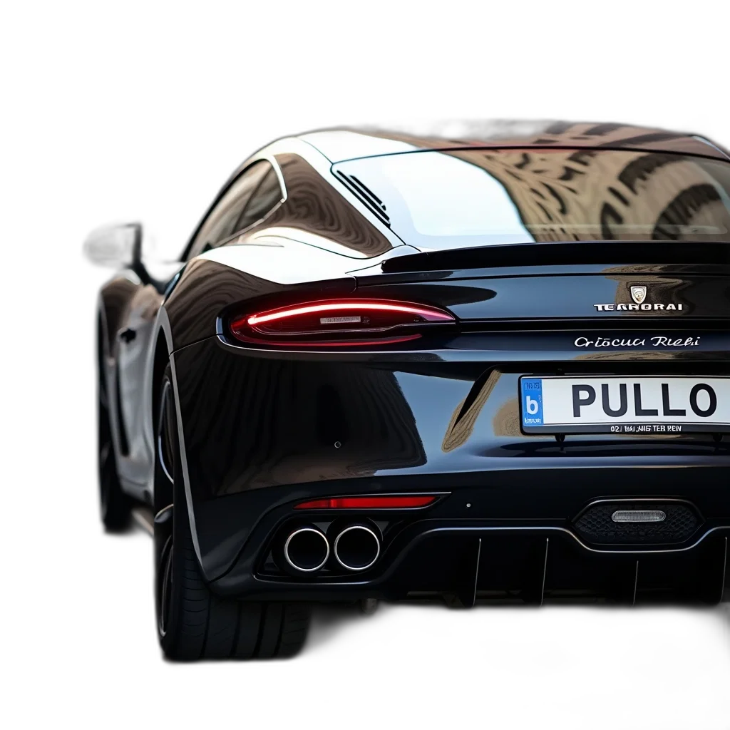 car, 3d render, photorealistic, concept art, black, luxury, license, plate transparent PNG cut-out