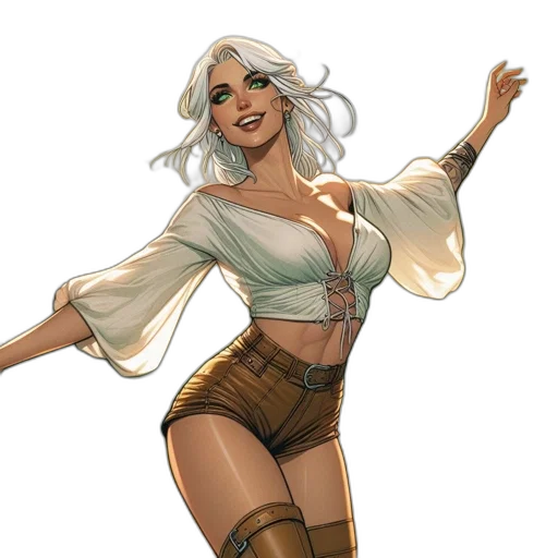 comic book art, concept art, fantasy art, pixel art, earth tones, golden, woman, white transparent PNG cut-out