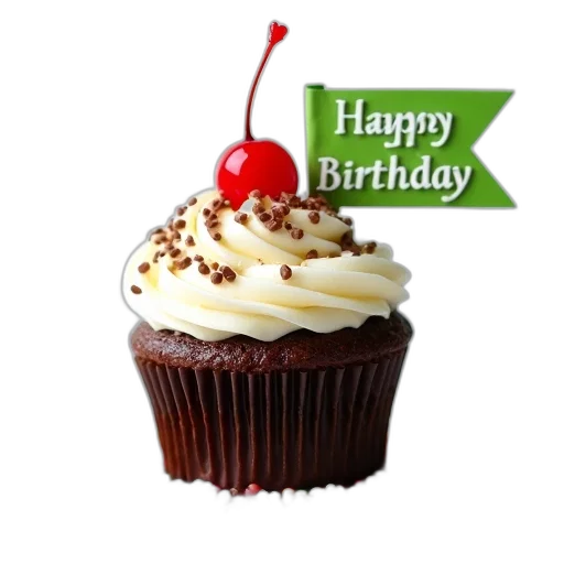 chocolate, cupcake, swirl, white, frosting, top, decorated, red transparent PNG cut-out