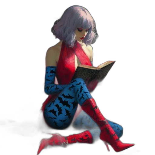 jacket, robot, dress, concept art, cyberpunk, comic book art, fantasy art, red transparent PNG cut-out