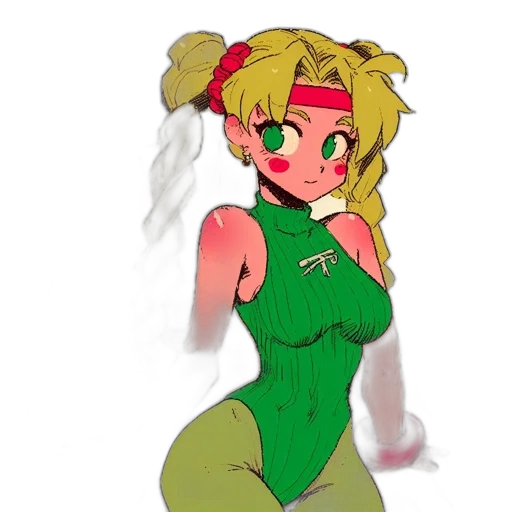 dress, staff, pixel art, anime, concept art, cartoon, green, red transparent PNG cut-out