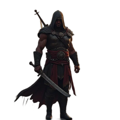 sword, staff, weapon, mask, concept art, fantasy art, 3d render, comic book art transparent PNG cut-out